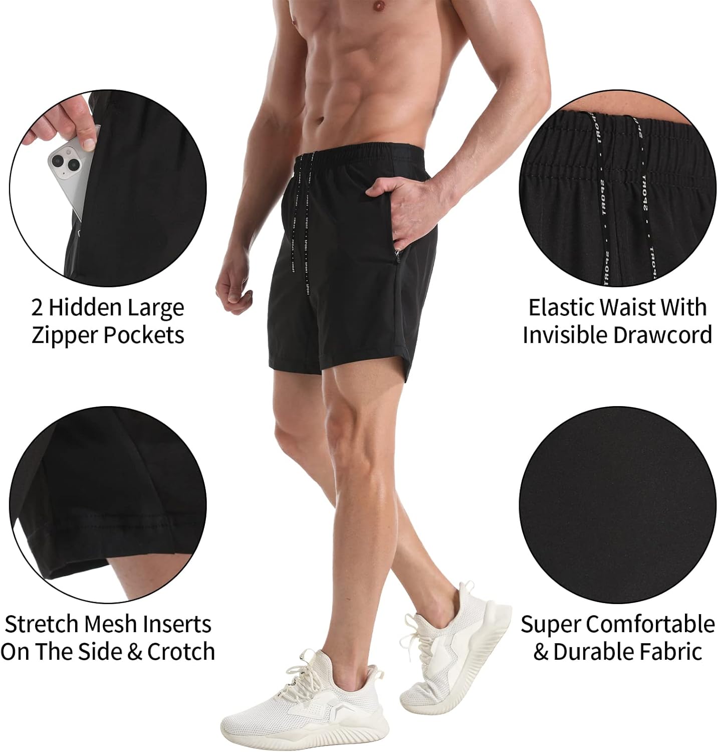 VPOS Gym Shorts for Men 5 Inch - Lightweight Mens Athletic Shorts Quick Dry Workout Running Shorts with Zipper Pockets - Image 4