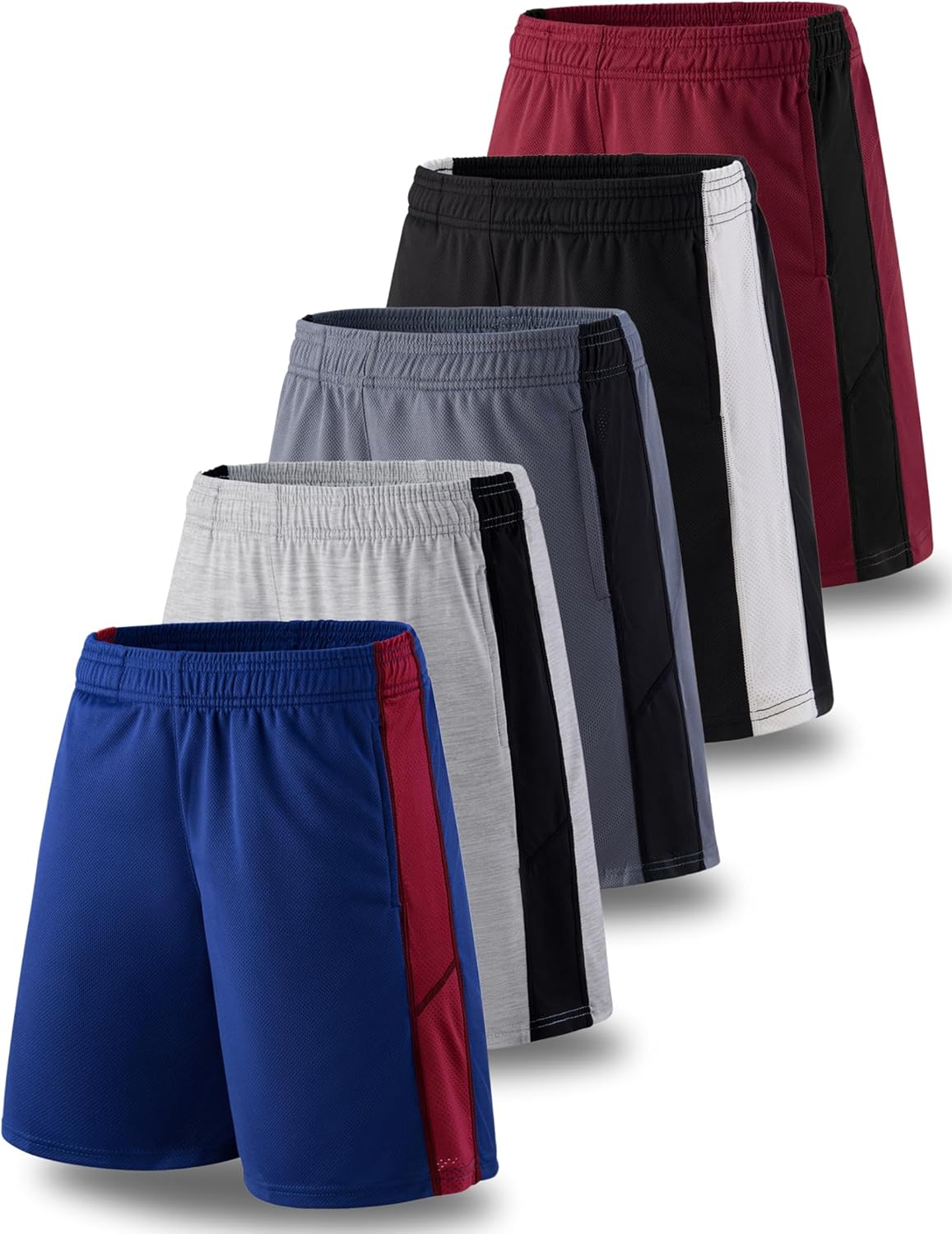 Liberty Imports 5 Pack Big Boys Youth Athletic Mesh Basketball Shorts with Pockets Quick Dry Activewear - Image 9