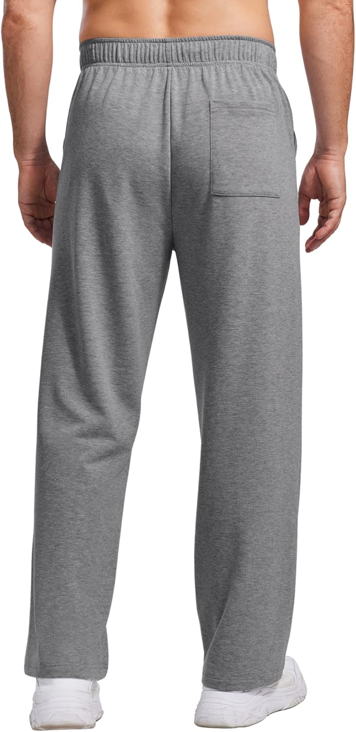 PINSPARK Men's Sweatpants Open Bottom Athletic Jogger Sweatpants Uncuffed Baggy Sweat Pants Cotton Lounge Pants with Pockets - Image 2