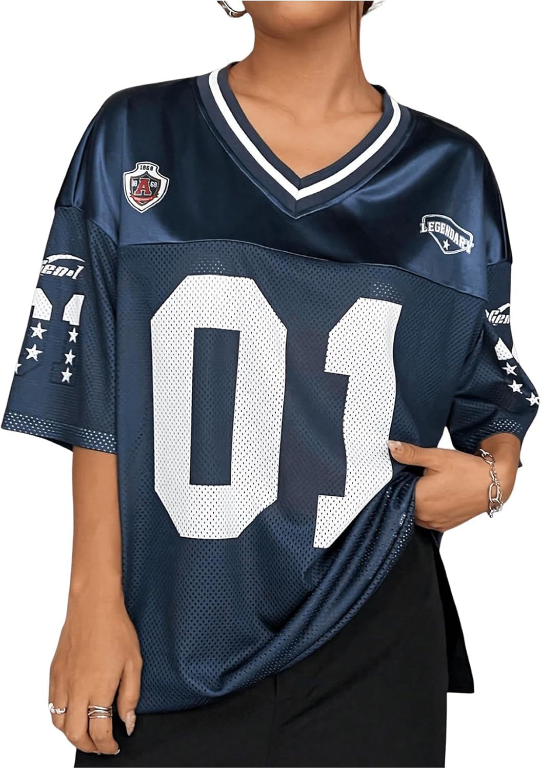 Floerns Women's Camo Print Team Sports T Shirts V Neck Basketball Jersey Tee Shirts - Image 12