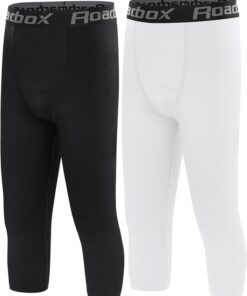 Roadbox Boys Compression Leggings,Youth Athletic Pants Capris Tights,Kids Sports Base Layer Basketball Running