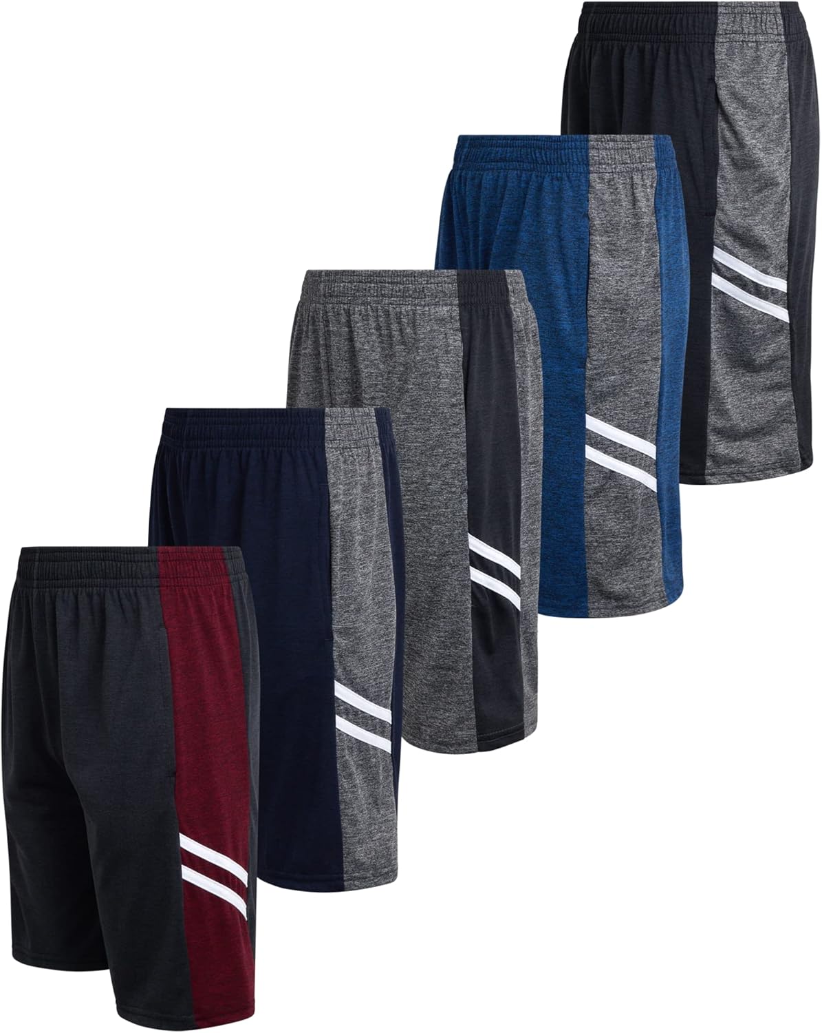 Mad Game Boys Athletic Shorts - 5 Pack Athletic Performance Mesh Running Basketball Shorts for Boys with Pockets (Sizes 8-18) - Image 9