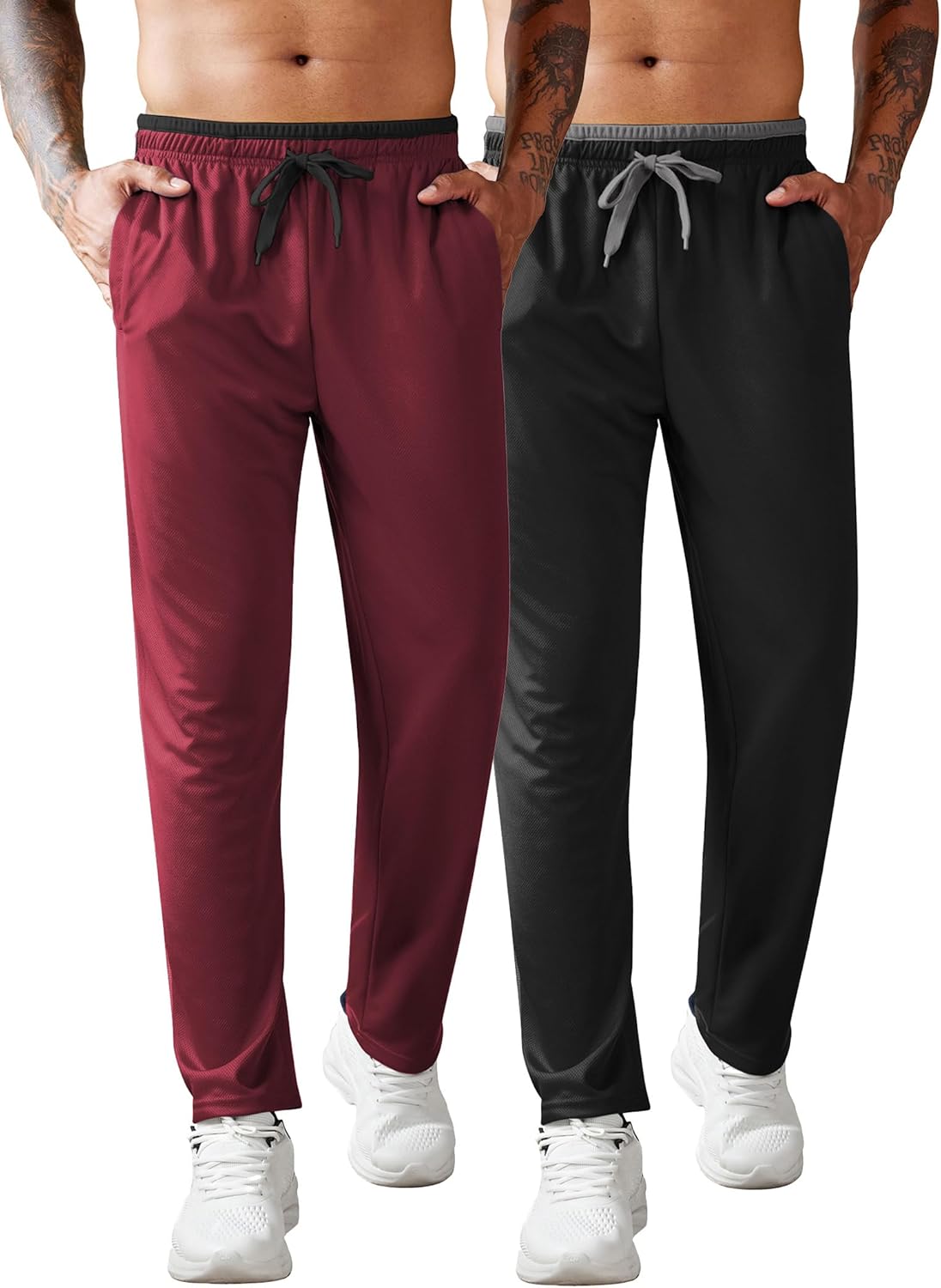 COOFANDY Mens Athletic Workout Pants Open Bottom Sweatpants Mesh Gym Pants for Runnning, Training,Casual - Image 9