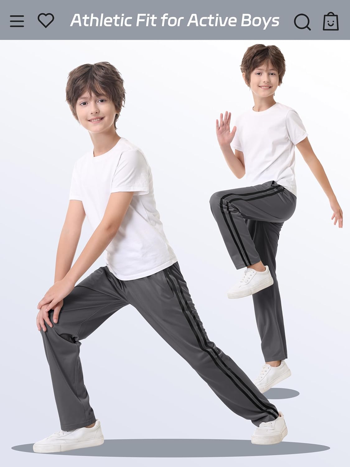 4 Pack Boys Lightweight Sweatpants, Tricot Sweat Pants for Boys Athletic Open Bottom Pants with Pockets & Drawstring - Image 5