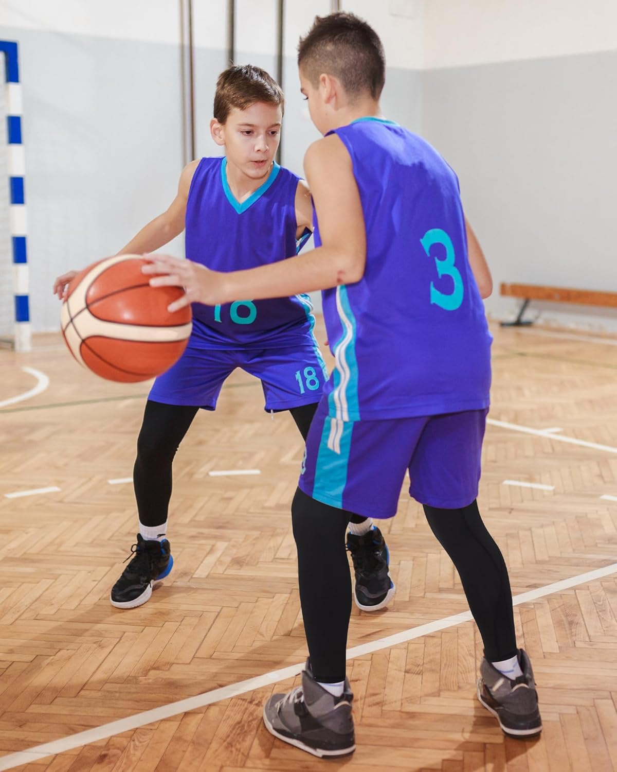 Runhit Boys Compression Leggings,Youth Athletic Tights Basketball Compression Pants,Boys Base Layer Pants Sports Legging - Image 4