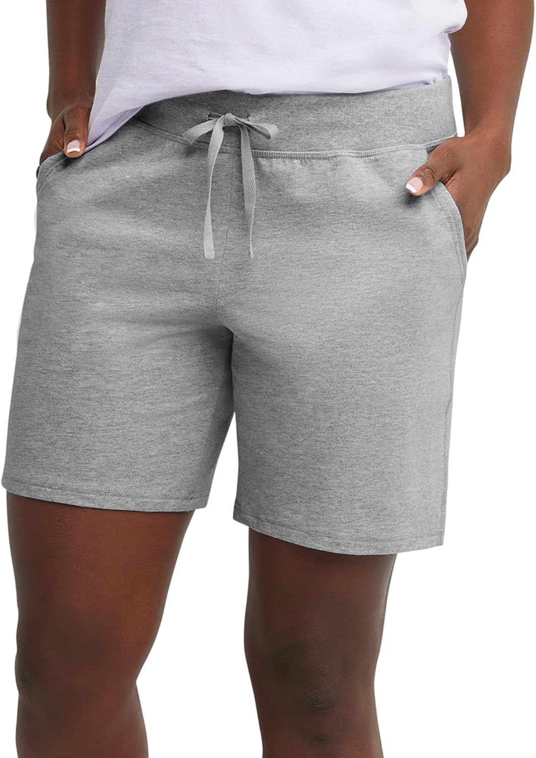Hanes Women's Jersey Pocket Shorts, Drawstring Cotton Jersey Shorts, 7" Inseam - Image 9