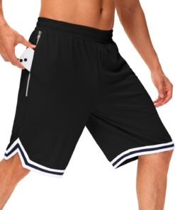 JWM Men's 11" Long Basketball Shorts - Below Knee Mesh Athletic Gym Workout Sport with Zip Pockets Quick Dry Lightweight