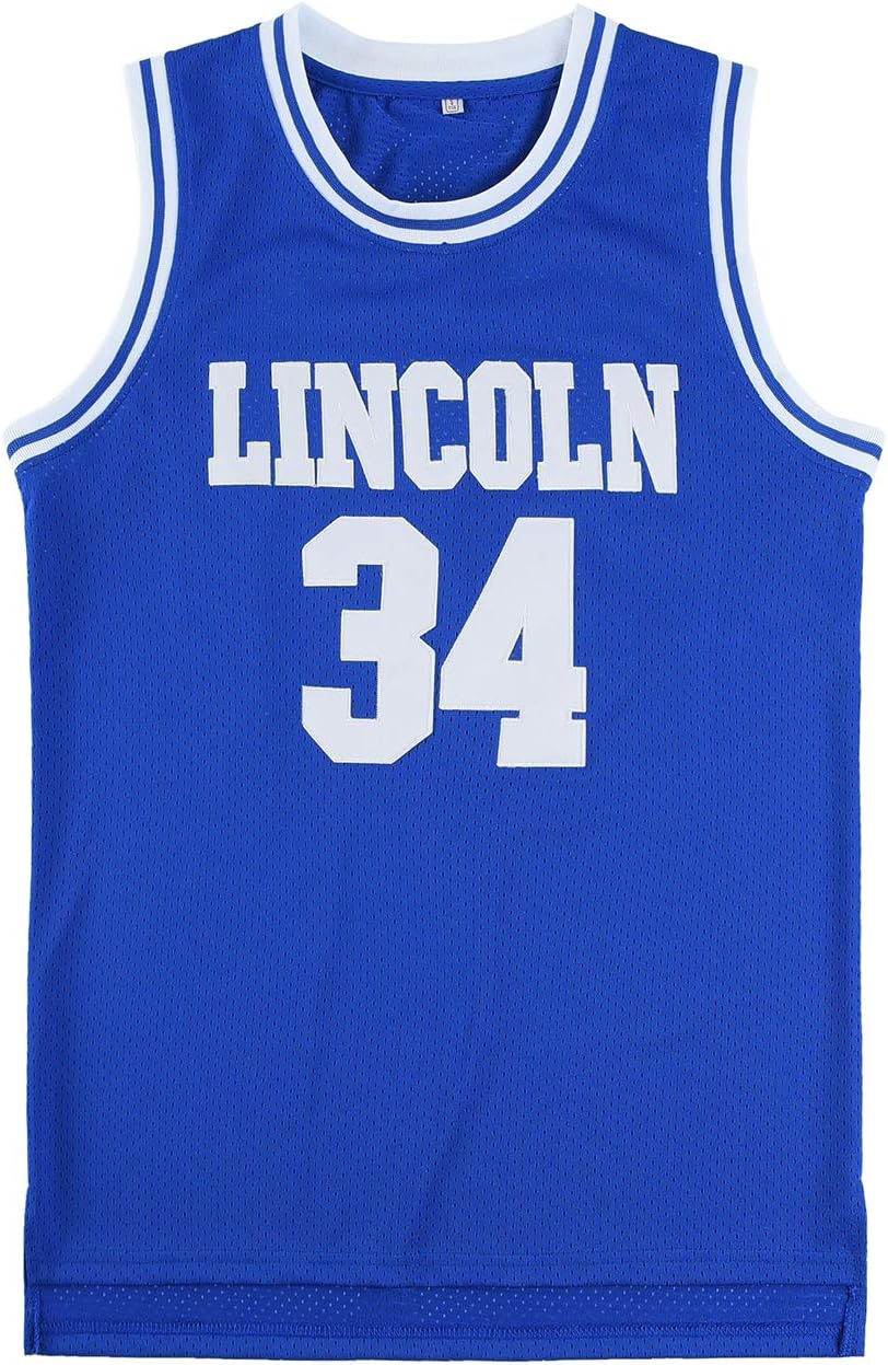 Mens Lincoln #34 Jesus Shuttlesworth High School Movie Basketball Jersey for Adult White/Blue - Image 2