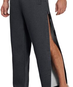 Deyeek Mens Fleece Tear Away Pants Loose Fit Post Knee Replacement Surgery Pants Breakaway Sweatpants Side Snap with Pockets