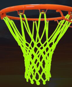 Glow in The Dark Basketball Net, Night Light Basketball Hoop Net, Glow Basketballs Nets Heavy Duty Fluorescent Yellow Outdoor Replacement Basketballs Nets, Anti-Whip for Indoor, Outdoor