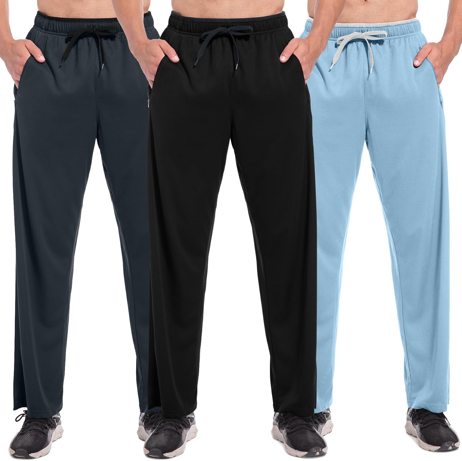 SACUIMAN Mens Sweatpants with Zipper Pockets Open Bottom Athletic Pants for Workout,Running,Training,Jogging,Gym - Image 20