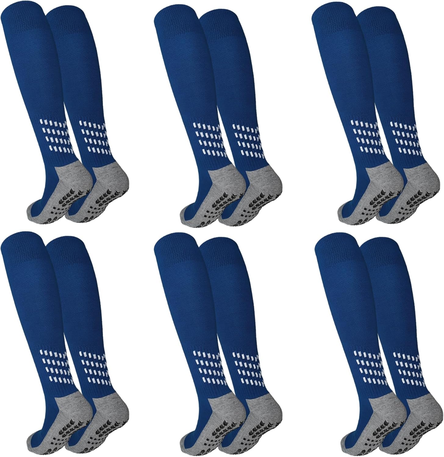 Vegove 6 Pairs Men's Cushioned Soccer Socks with Grip, Non Slip Sports Socks, Knee High Compression Basketball Stockings - Image 8