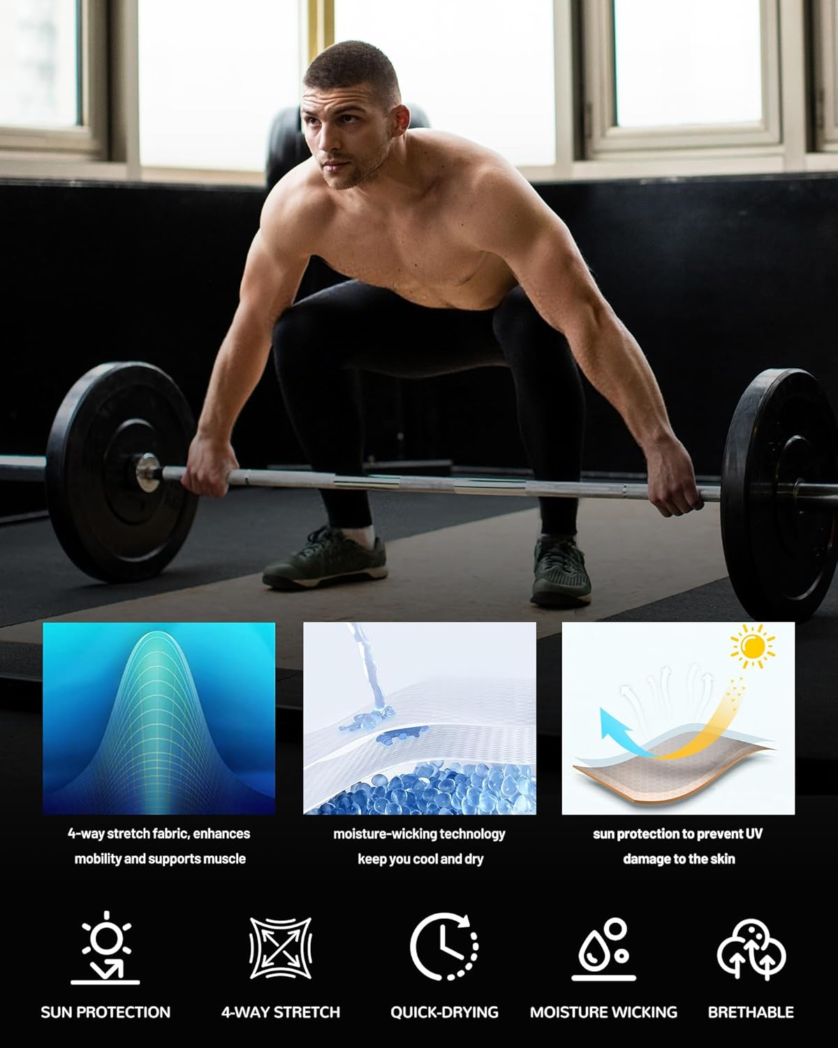 Blueleaf Men's Compression Pants Running Workout Leggings with Pockets Athletic Tights Base Layer for Basketball Sports - Image 3