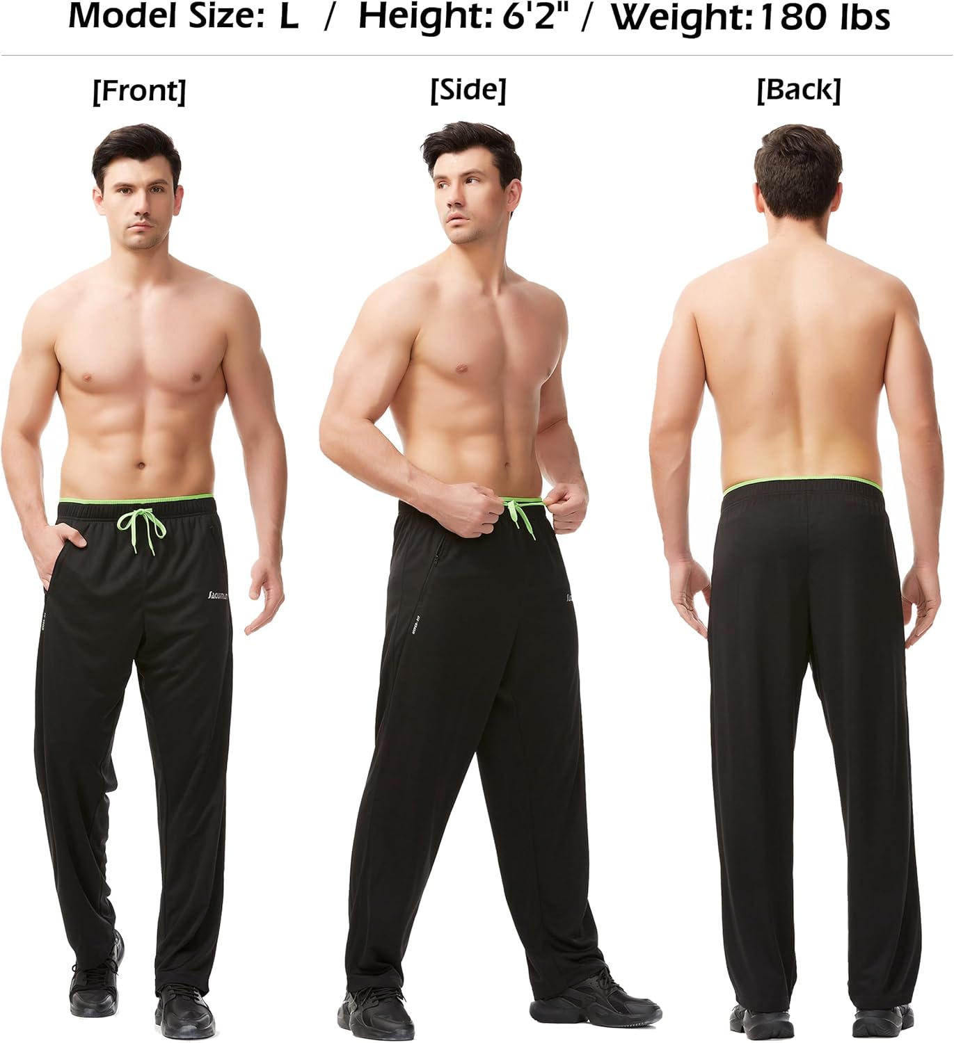 SACUIMAN Mens Sweatpants with Zipper Pockets Open Bottom Athletic Pants for Workout,Running,Training,Jogging,Gym - Image 2