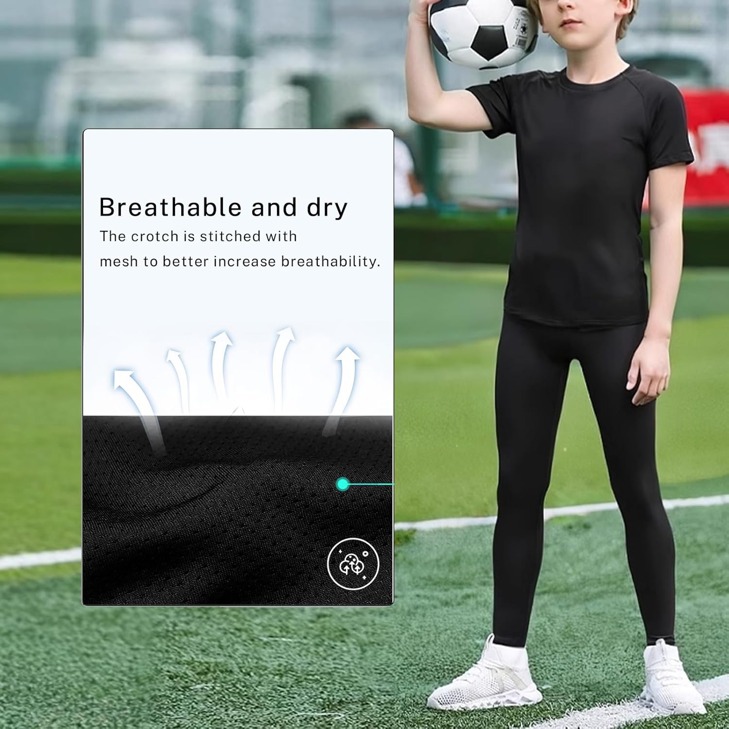 3 Pack Boys' Youth Compression Leggings Pants Tights Athletic Base Layer for Running Hockey Basketball - Image 5