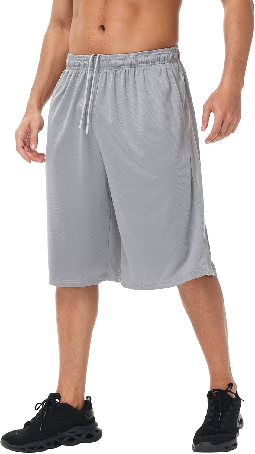 HQUEC Men's 12" Athletic Shorts Long Basketball Workout Shorts Below Knee Loose-Fit with Pockets - Image 10