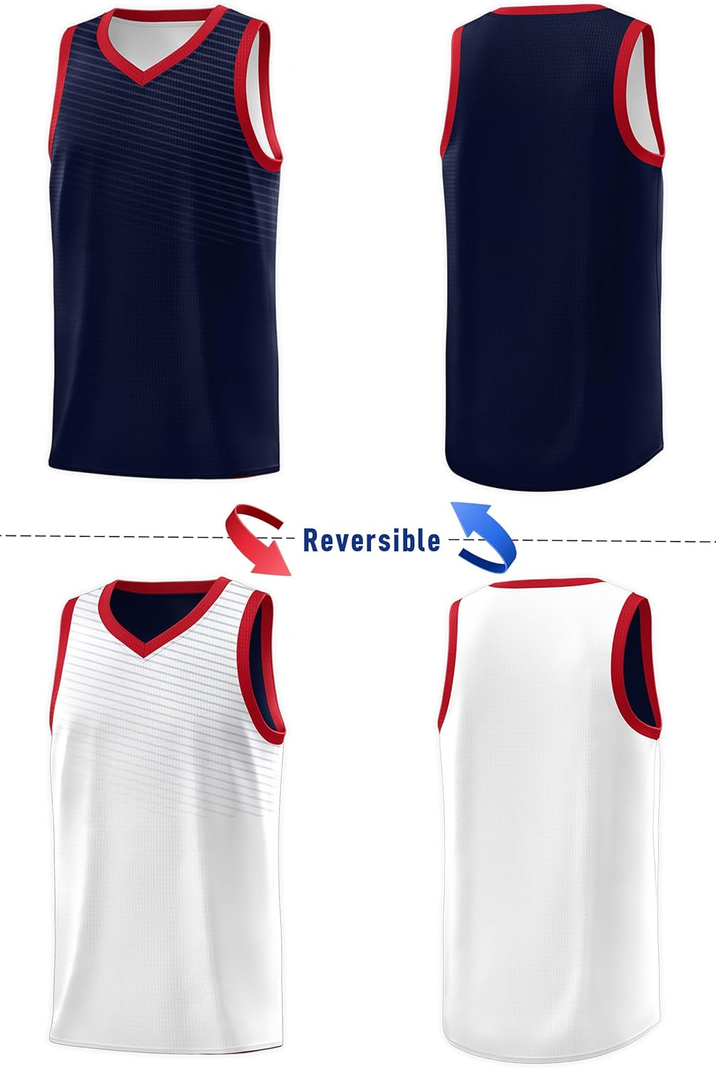 KXK Men's Reversible Basketball Jersey Plain Athletic Sleeveless Tank Top Basketball Shirt Practice Team Uniform - Image 5