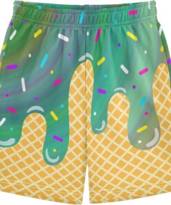 Boys Athletic Shorts Basketball Shorts Ice Cream Hiking Gym Shorts with Pocket for Outdoor Activity 7-15Y
