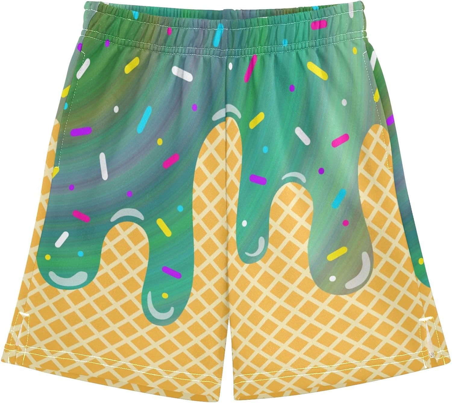 Boys Athletic Shorts Basketball Shorts Ice Cream Hiking Gym Shorts with Pocket for Outdoor Activity 7-15Y