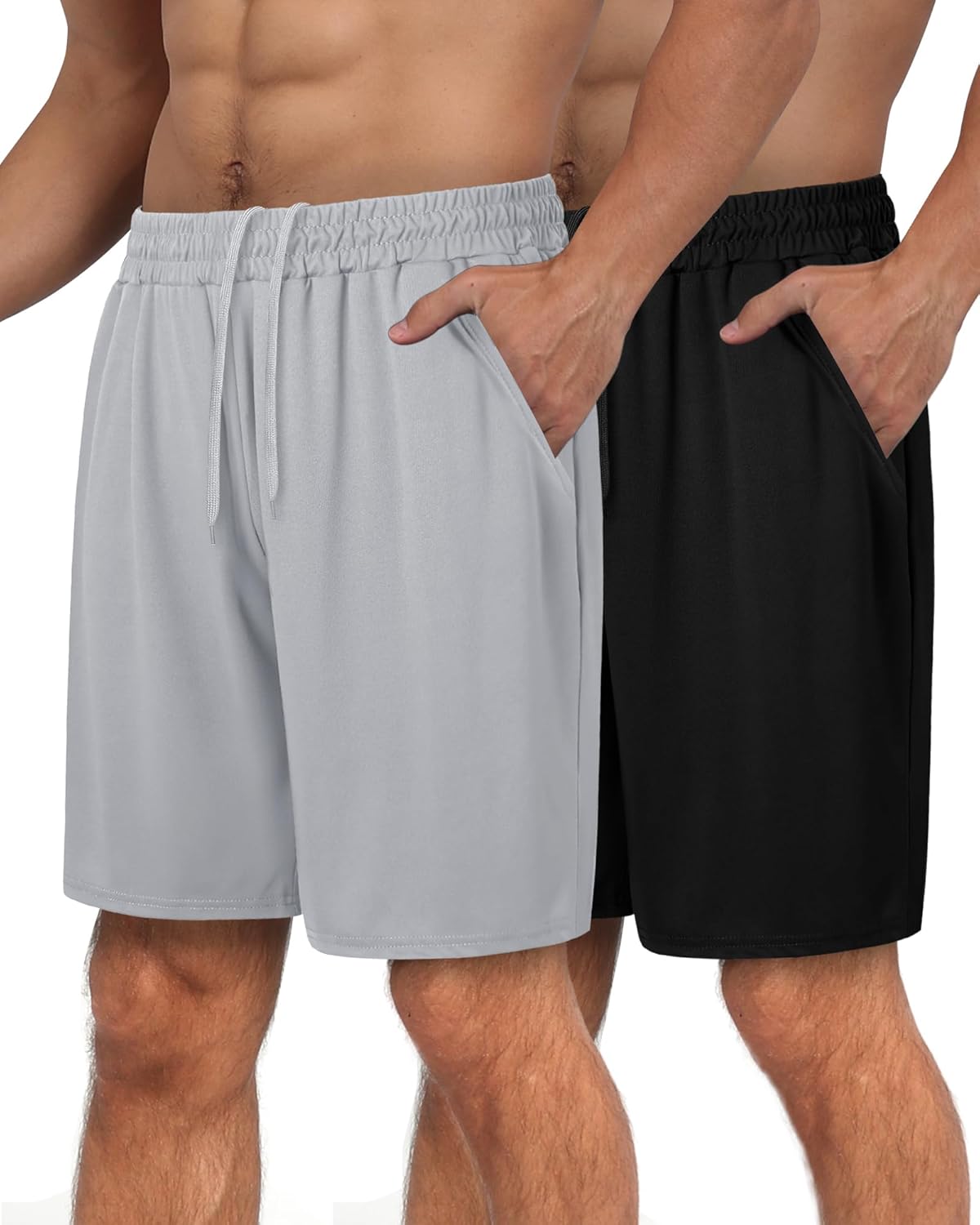 2 Pack Mens Gym Basketball Shorts - Athletic Black Workout Quick Dry Shorts with Pockets for Casual Running - Image 8