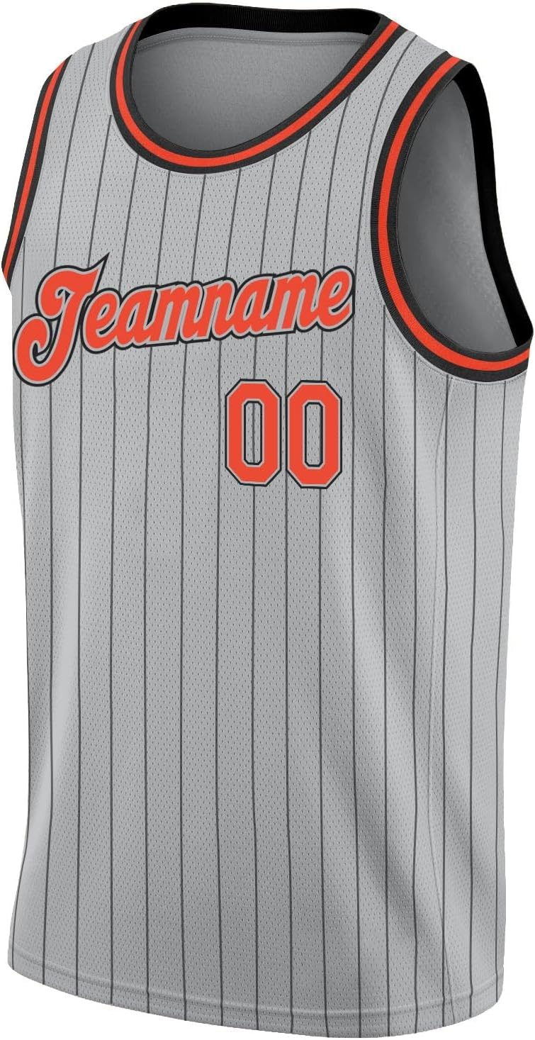 Custom Name Team Name Number Blue Pinstripe White-Red Authentic Basketball Jersey, Personalized Uniform Basketball Shirt - Image 4