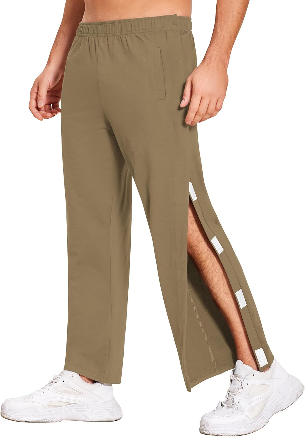 Deyeek Men's Tear Away Pants 2 Side Snap Open Bottom Sweatpants Loose Fit Casual Post Surgery Pants with Pockets - Image 9