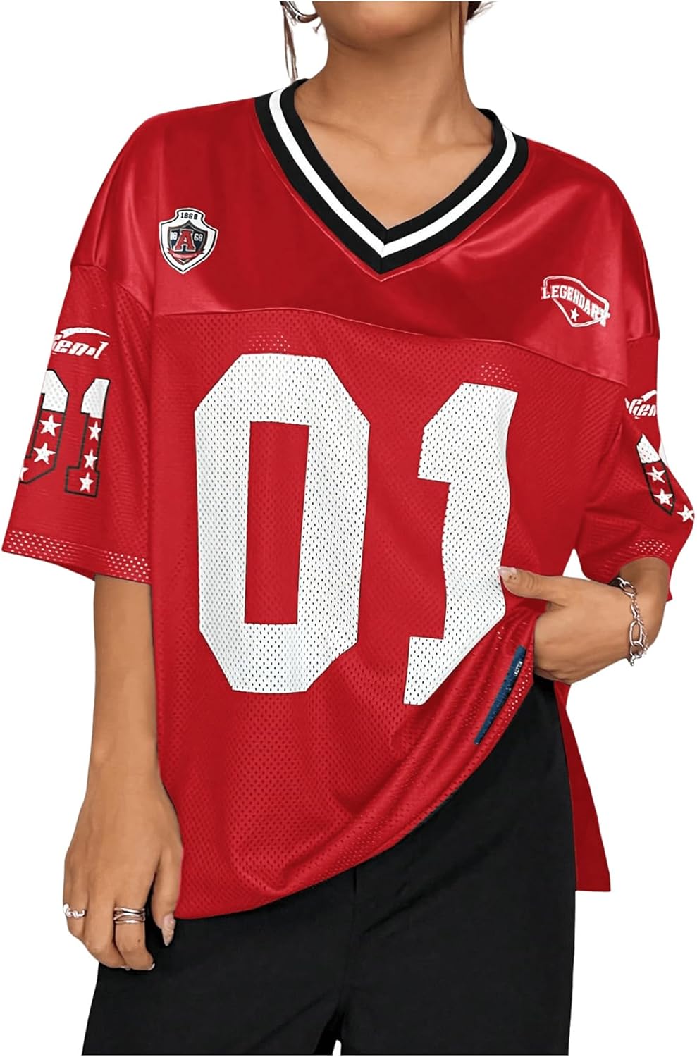 Floerns Women's Camo Print Team Sports T Shirts V Neck Basketball Jersey Tee Shirts - Image 15