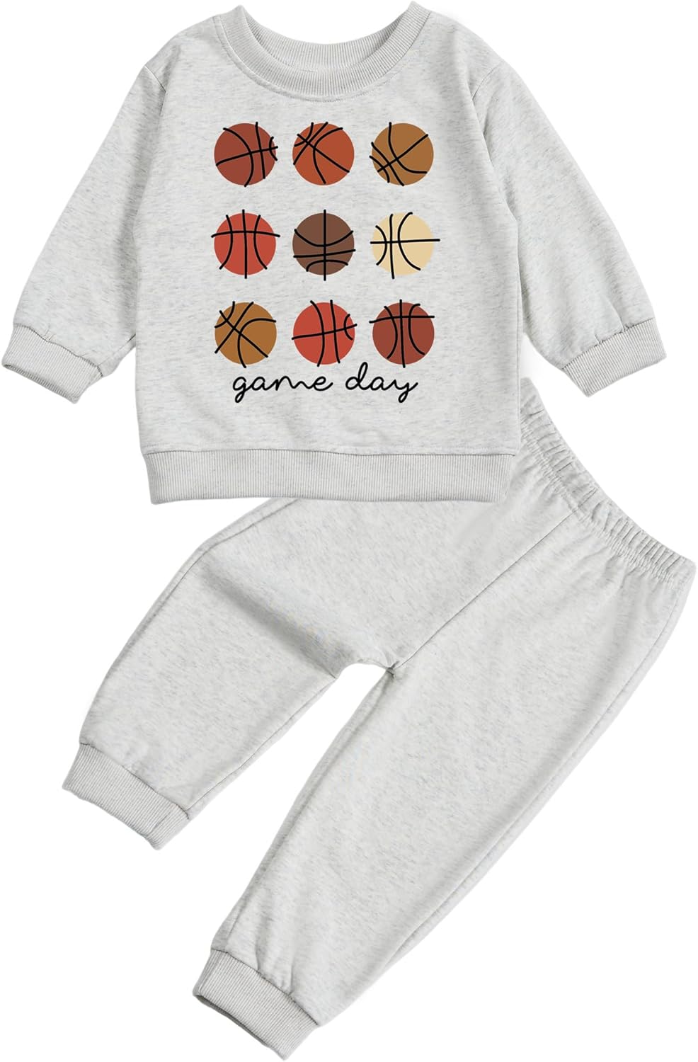 Toddler Baby Basketball Long Sleeve Sweatshirt Top Jogger Pants Set Cute Fall Winter Clothes Set - Image 2