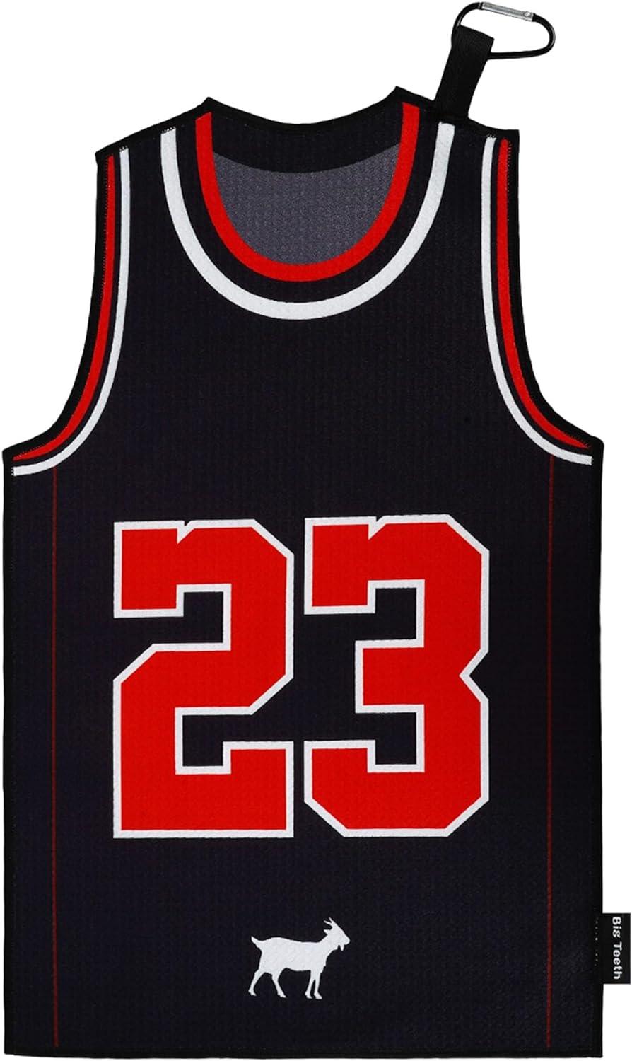 BIG TEETH Golf Towels for Golf Bags, Magnetic Golf Towel with Clip, Funny Golf Towel Basketball Jerseys Shapes, Sports Style (Red NO.23 Magnetic) - Image 9