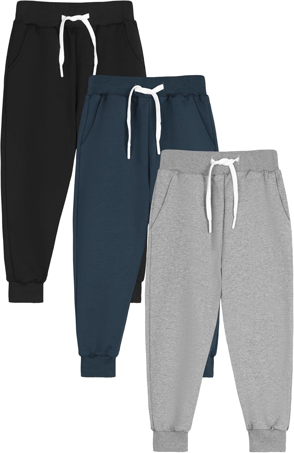 Resinta 3 Pack Toddler Boy Sweatpants Cotton Boys Athletic Joggers Pants Kids Sweats Pants with Pocket Workout Clothes - Image 9