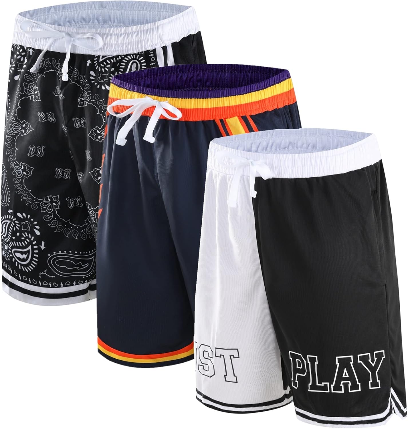 2/3 Pack Basketball Shorts with Zipper Pockets for Men,Active Athletic Shorts - Image 7