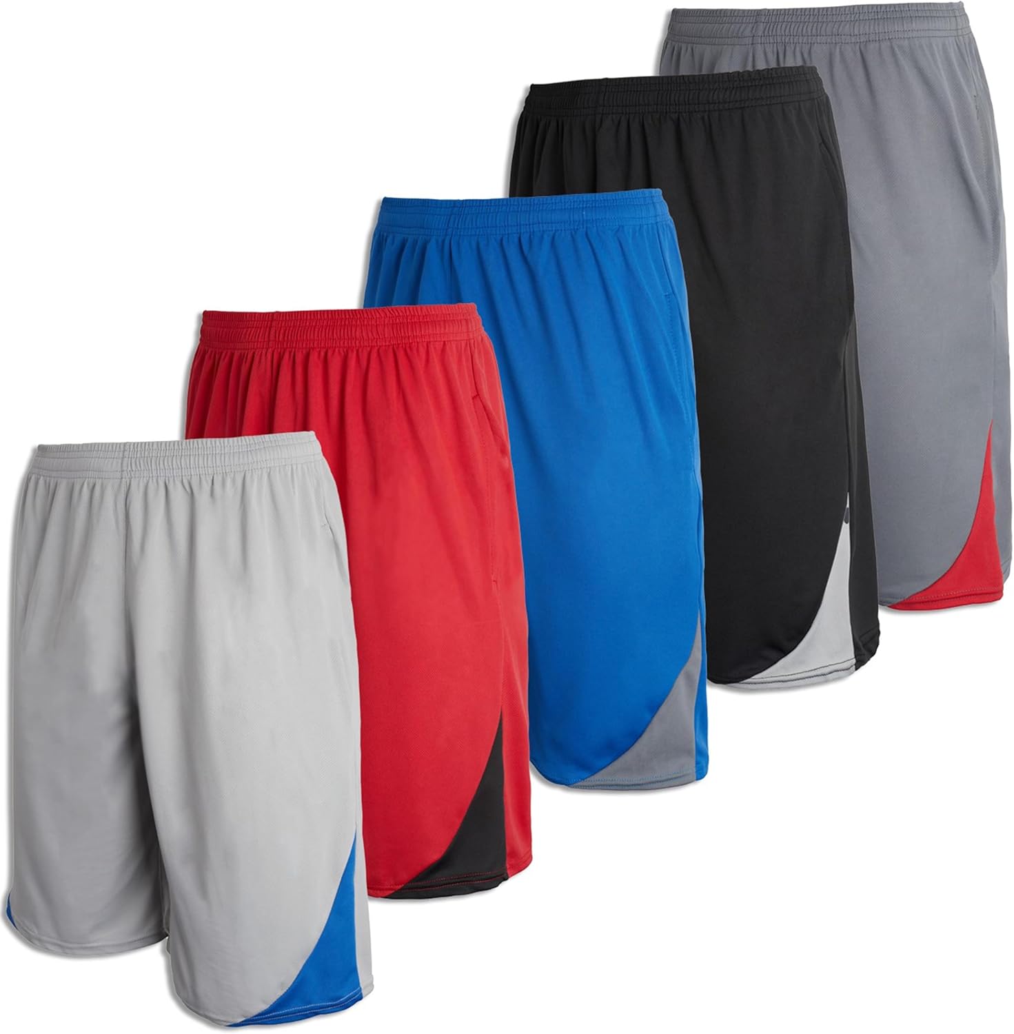 Real Essentials 5 Pack: Boys' Mesh Basketball Athletic Shorts with Pockets – Teen Kids Youth Quick Dry Soccer Running Gym - Image 8