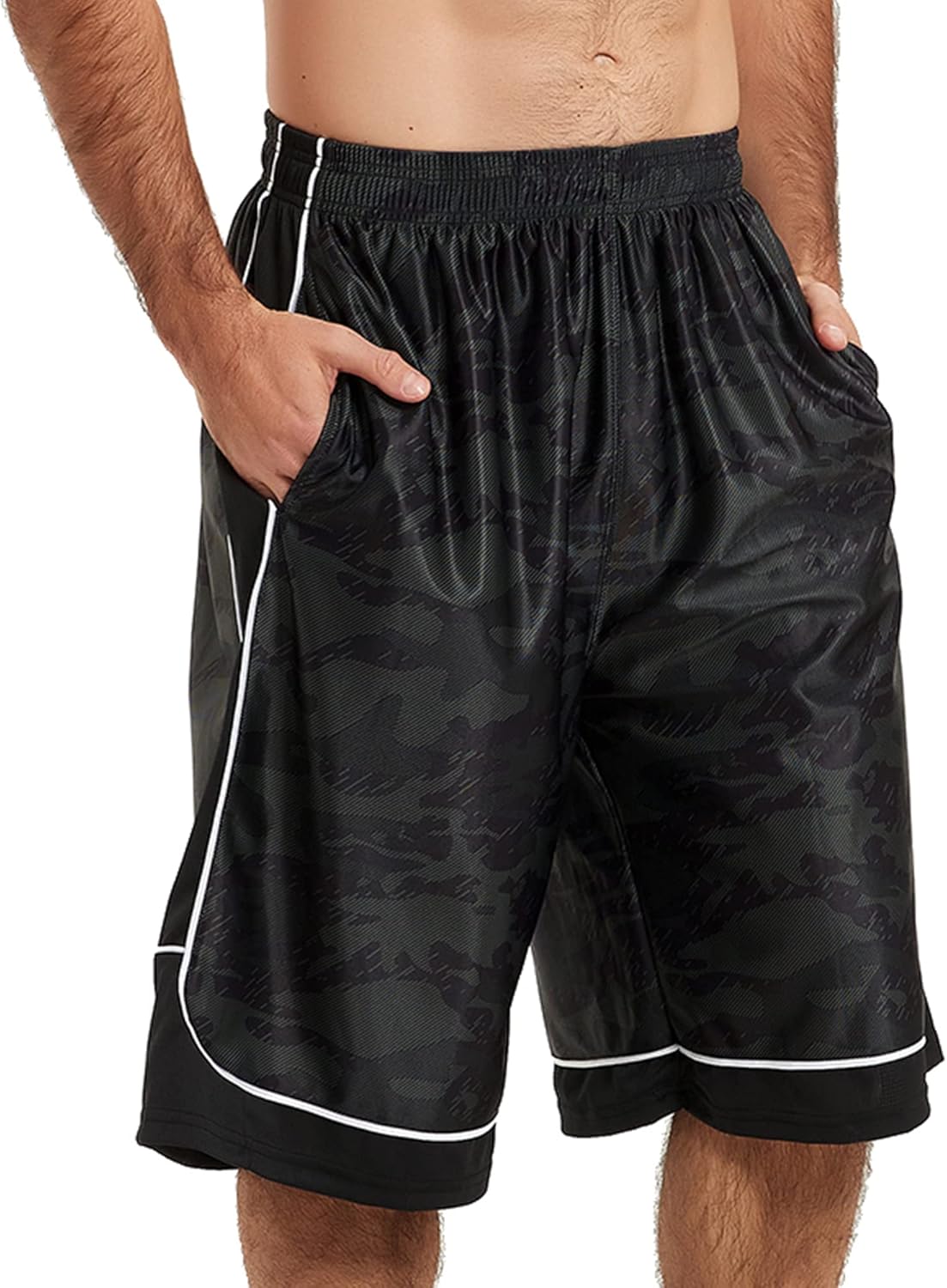 Men's Long Athletic Shorts Basketball Gym Quick Dry Camo Shorts with Pockets - Image 8