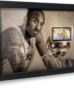 ORIMAMI Sport Superstar Kobe Bryant Poster Desktop Framed Photo Gift 8x6 Inches,with Signed and 1x35mm Film Mini Cell Display,Great Memorabilia Gift for Basketball Enthusiasts/Kobe Fans