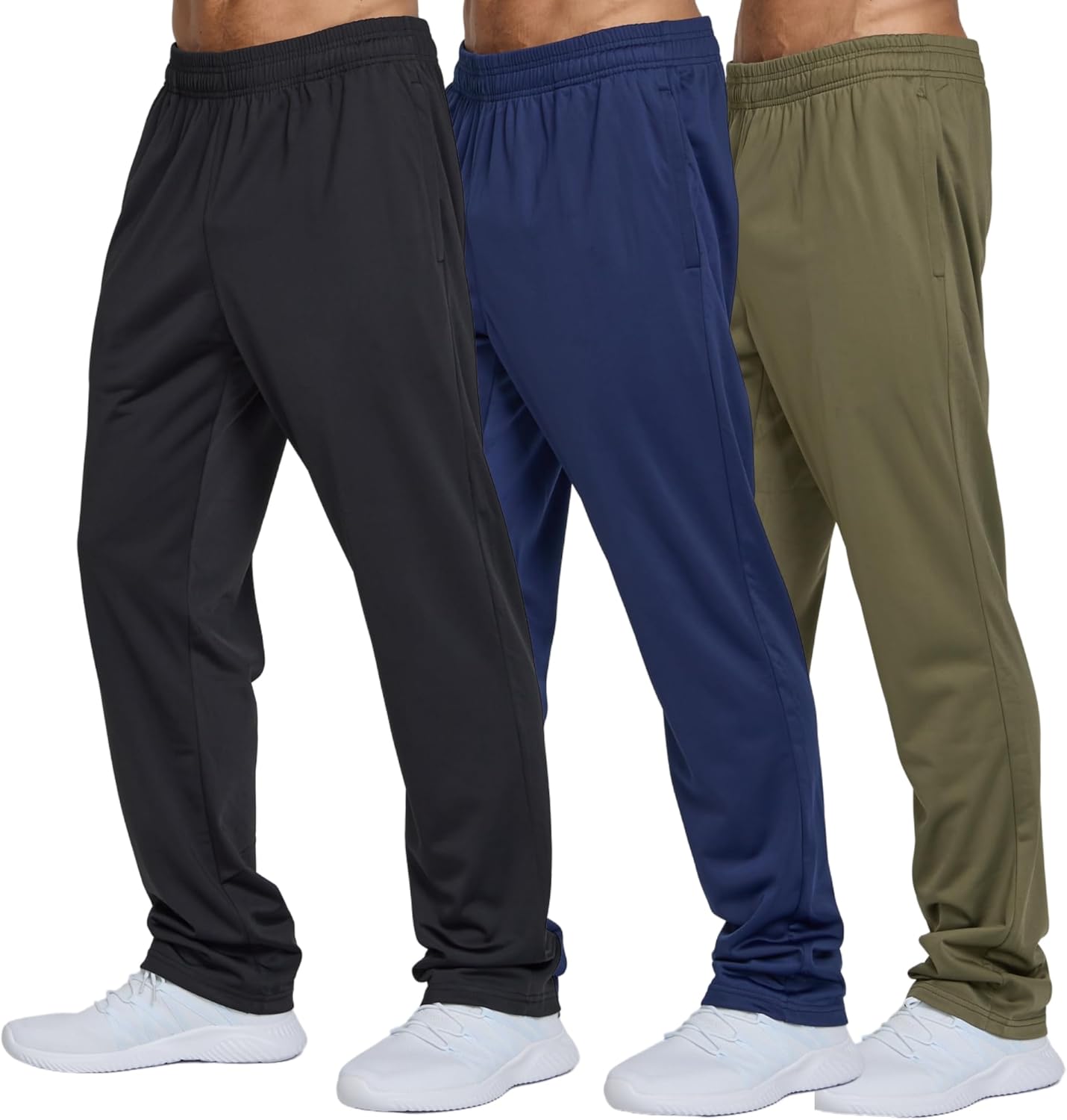 Ultra Performance 3 Pack Mens Athletic Open Bottom Sweatpants Active Track Pants Casual Tricot Wide Leg Sweat Pants for Men - Image 7