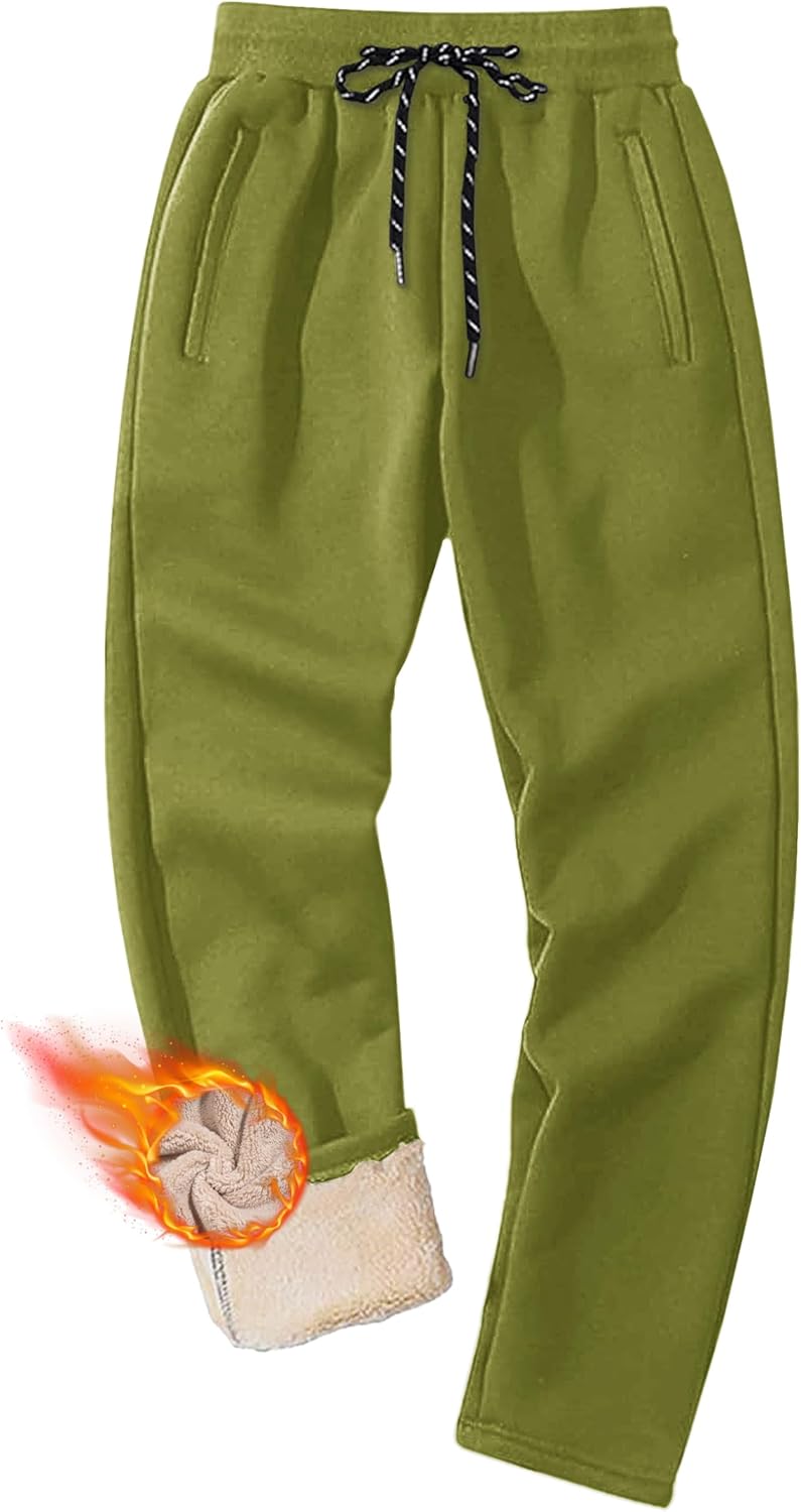 MAGCOMSEN Men's Winter Fleece Pants Sherpa Lined Sweatpants Thermal Warm Thicken Pants Active Joggers with 3 Pockets