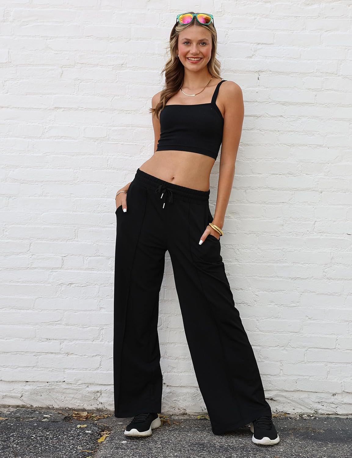 baleaf Womens Track Pants Athletic Running Pants Sweatpants Straight Leg Zipper Pockets Sports Jogging Striped Loose Fit - Image 5