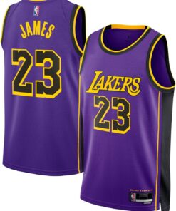 Lebron James Los Angeles Lakers NBA Kids Youth 8-20 Purple Statement Edition Swingman Jersey
