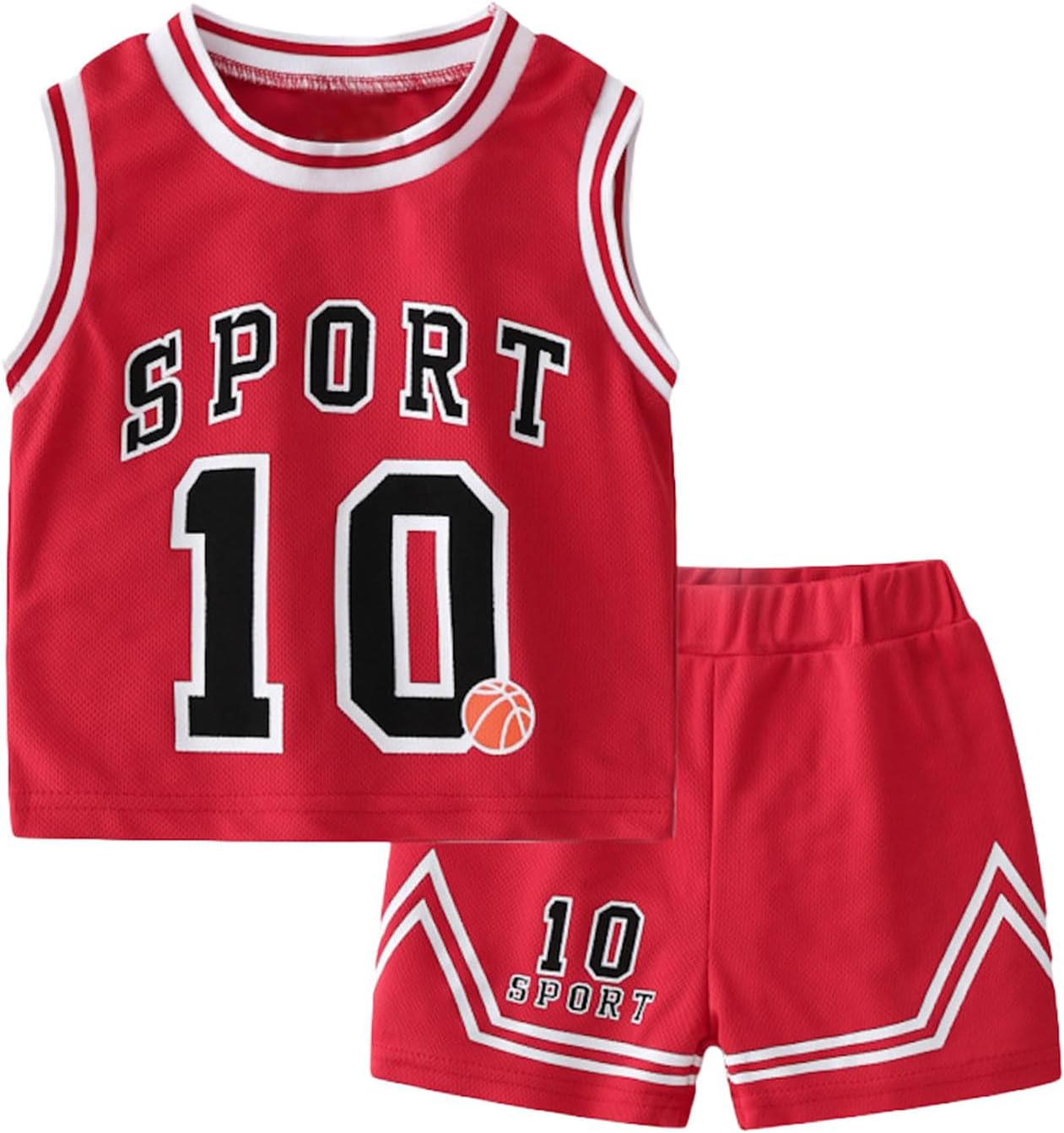 Toddler Kids Sports Athletic Jersey Shorts Set Todder Boys Jerseys Outfit 2 Piece Basketball Tank Top Mesh Shorts Set - Image 2