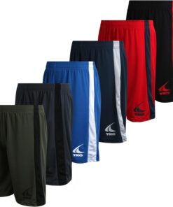 TKO Boys' 6-Pack Active Performance Mesh Basketball Shorts - Quick Dry Boys Athletic Shorts (8-16)