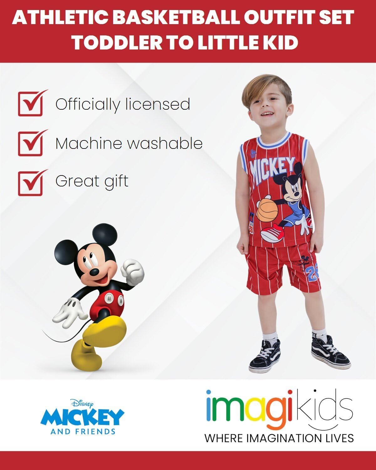 Disney Boys' Basketball Jersey & Shorts Set – Athletic Outfit for Toddlers & Big Kids (2T-10/12) - Image 2