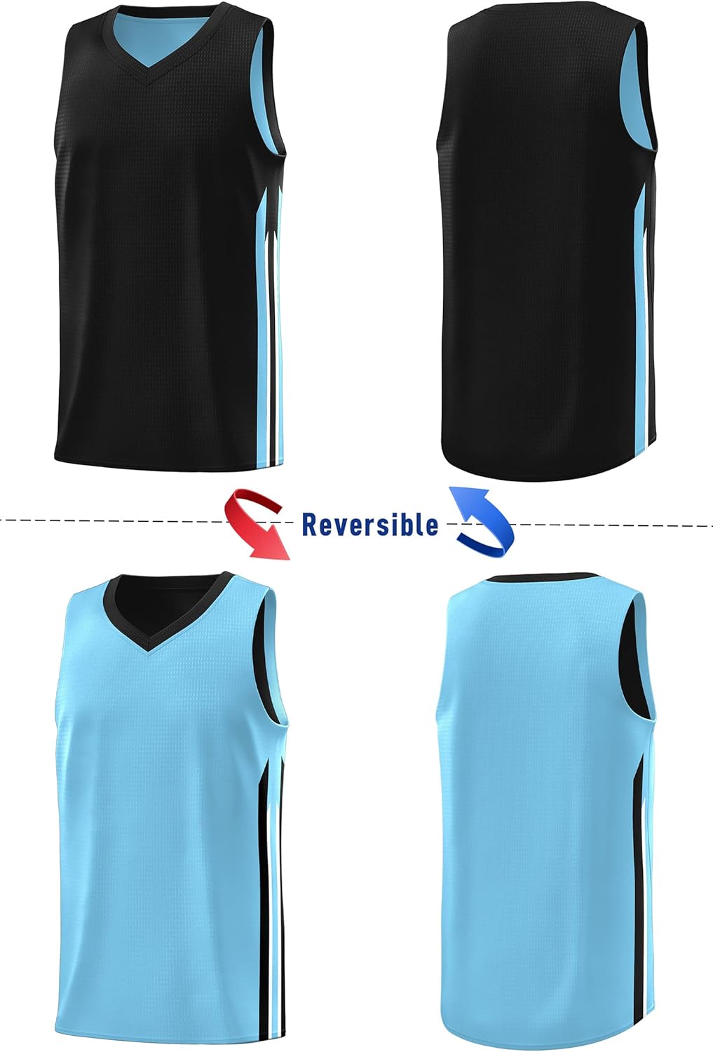 KXK Youth Reversible Basketball Jersey Shirts,Fashion Blank Basketball Jerseys for Kids - Image 2