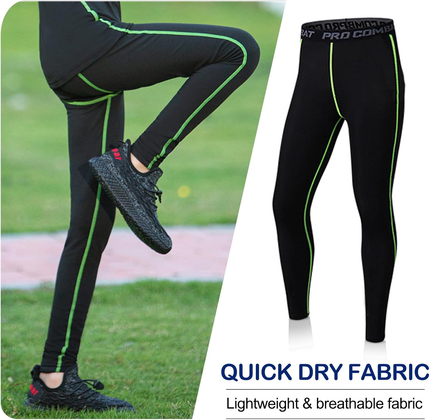 SS COLOR FISH Boys Compression Pants Athletic Baselayer Youth Boy Compression Leggings Basketball Running Tights for Boy - Image 3