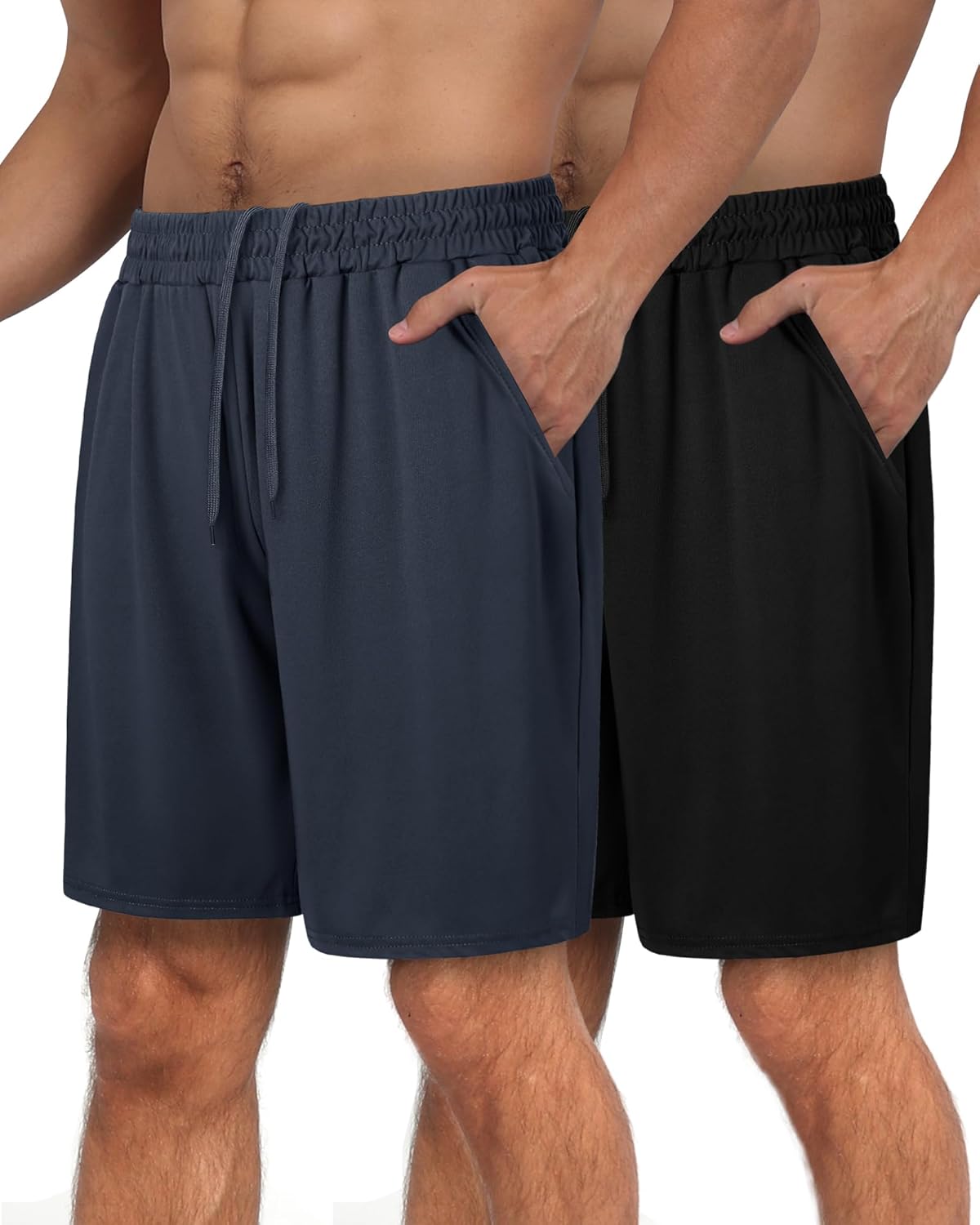 2 Pack Mens Gym Basketball Shorts - Athletic Black Workout Quick Dry Shorts with Pockets for Casual Running - Image 6