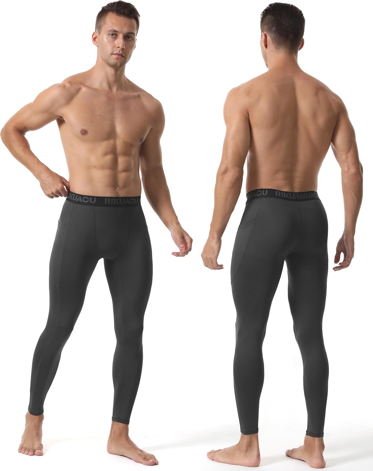 Men’s Compression Pants Running Leggings Athletic Base Layer Workout Tights with Pockets for Sports Basketball - Image 3