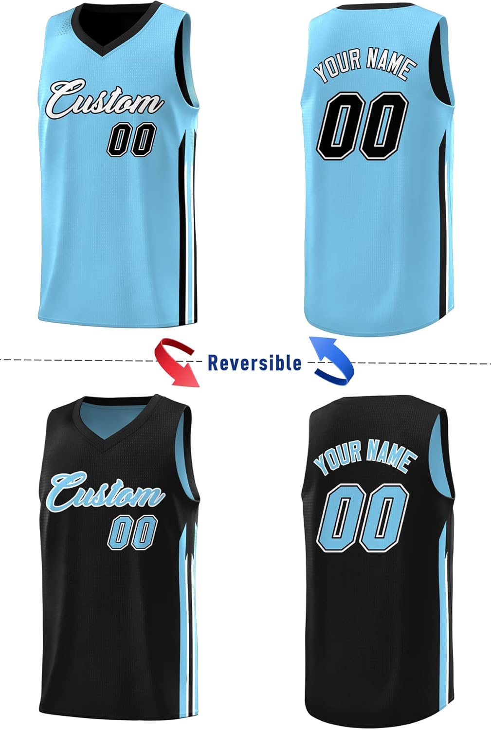Custom Basketball Jersey - Reversible Sports Vest Add Any Team Name Number Personalized Jersey for Men/Youth - Image 2