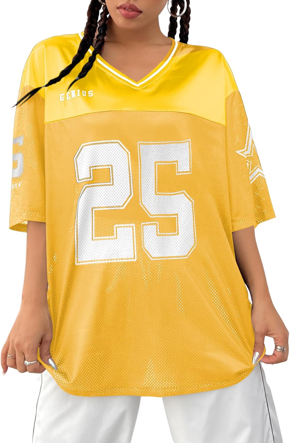 Verdusa Jersey Shirts for Women Y2K Graphic Tees Oversized Streetwear T Shirt V Neck Football Jersey - Image 15