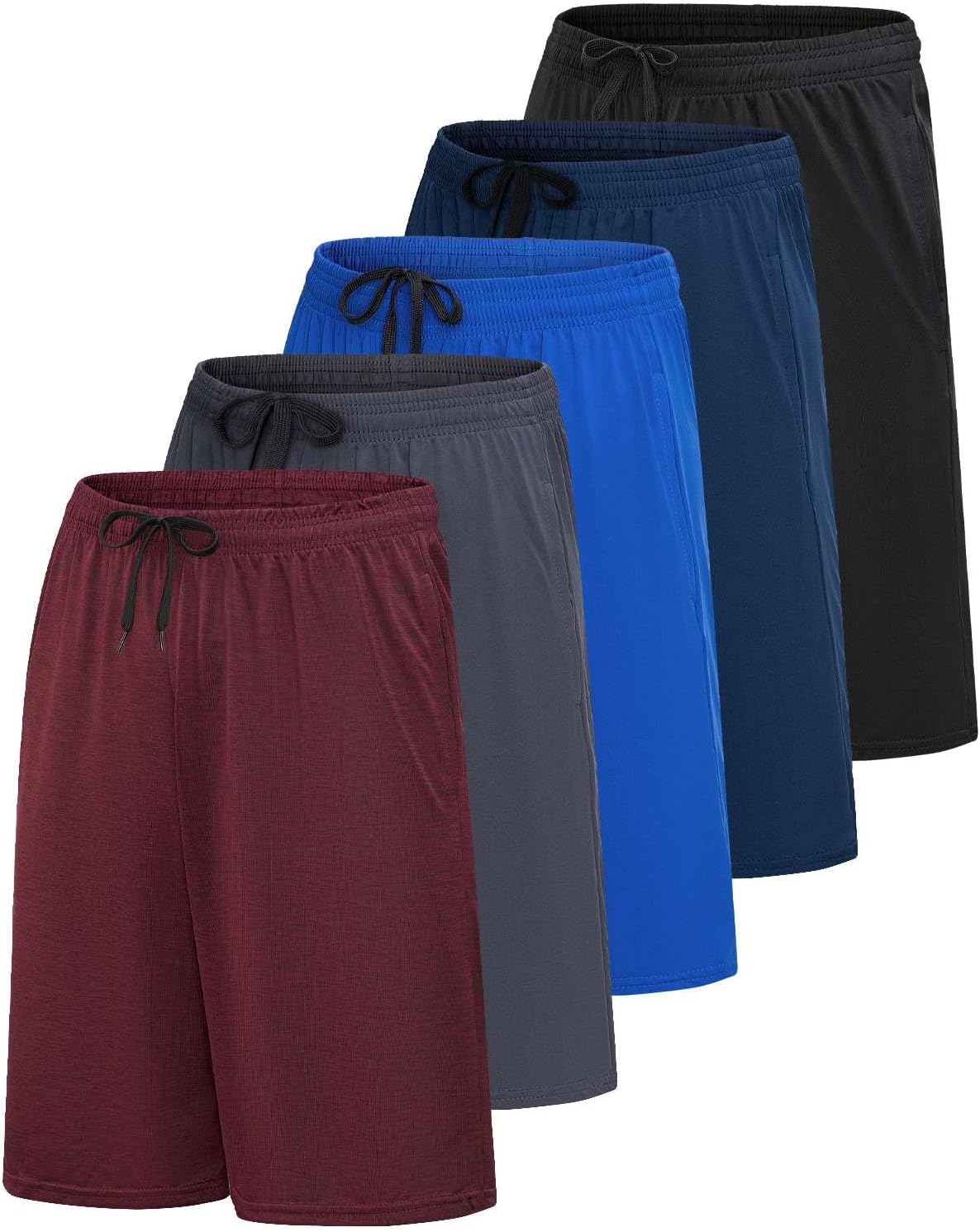 Real Essentials Men’s 5 Pack: 9" Dry-Fit Shorts – Athletic Gym, Workout, Basketball, Running, Casual Lounge Active Pockets - Image 14