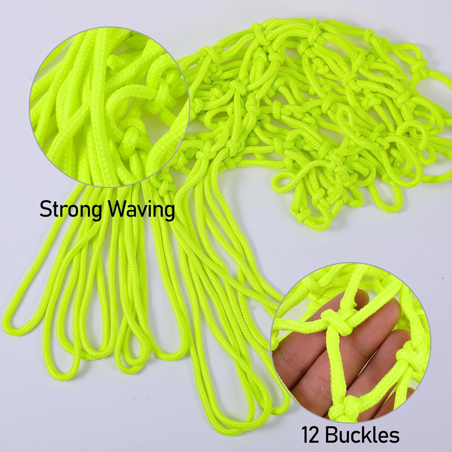 Glow in The Dark Basketball Net, Night Light Basketball Hoop Net, Glow Basketballs Nets Heavy Duty Fluorescent Yellow Outdoor Replacement Basketballs Nets, Anti-Whip for Indoor, Outdoor - Image 6