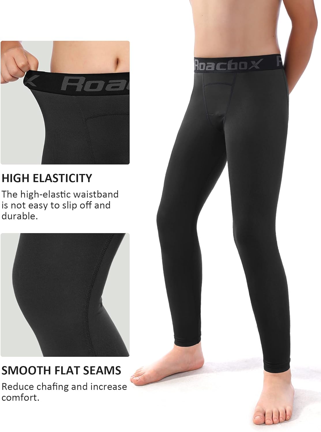 Roadbox Boys Compression Pants Youth Quick Dry Spandex Tights Leggings for Running Football Basketball - Image 3